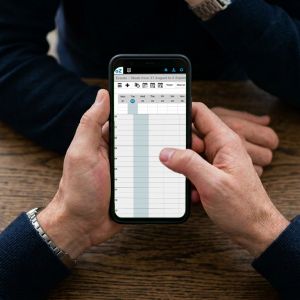 Un uomo visualizza il calendario di oZone iQ sul suo smartphone
